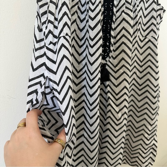 Banjanan Black and White Chevron Sleeveless Mini Dress Size M - Picture 5 of 7